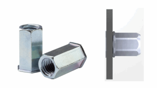 Uninstalled and installed rivet nut