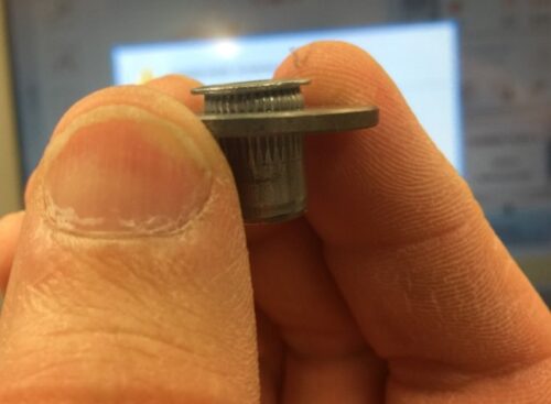 Offset rivet nut installation
